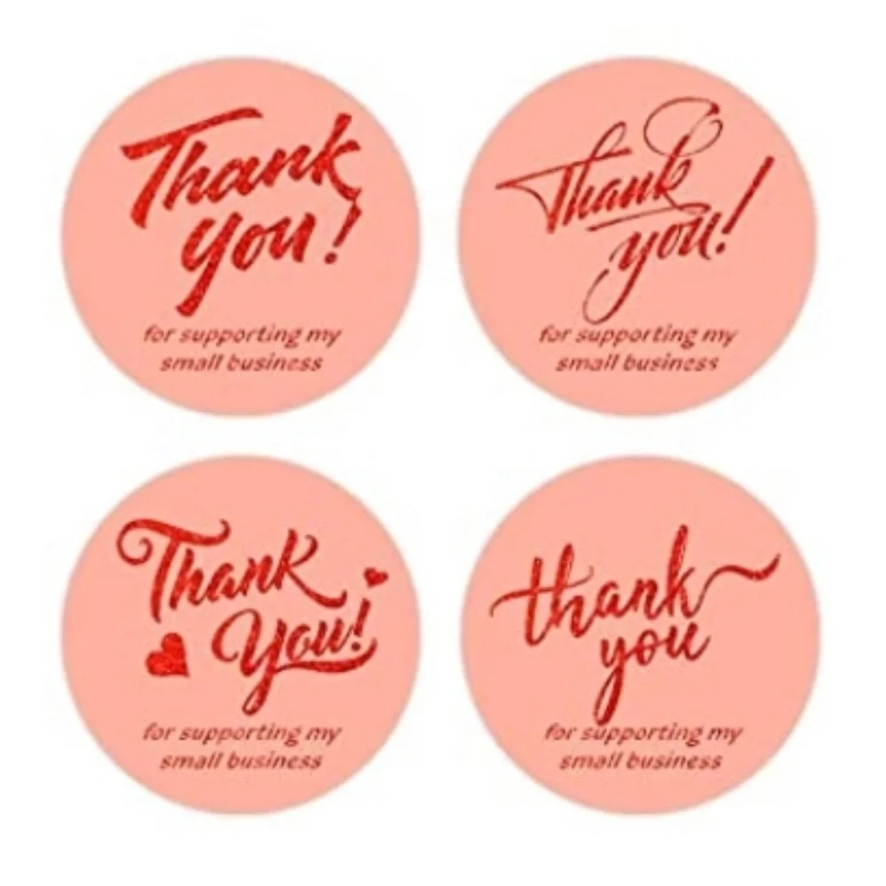 100  1.5inch Pink & Glitter Red Gold Stickers
